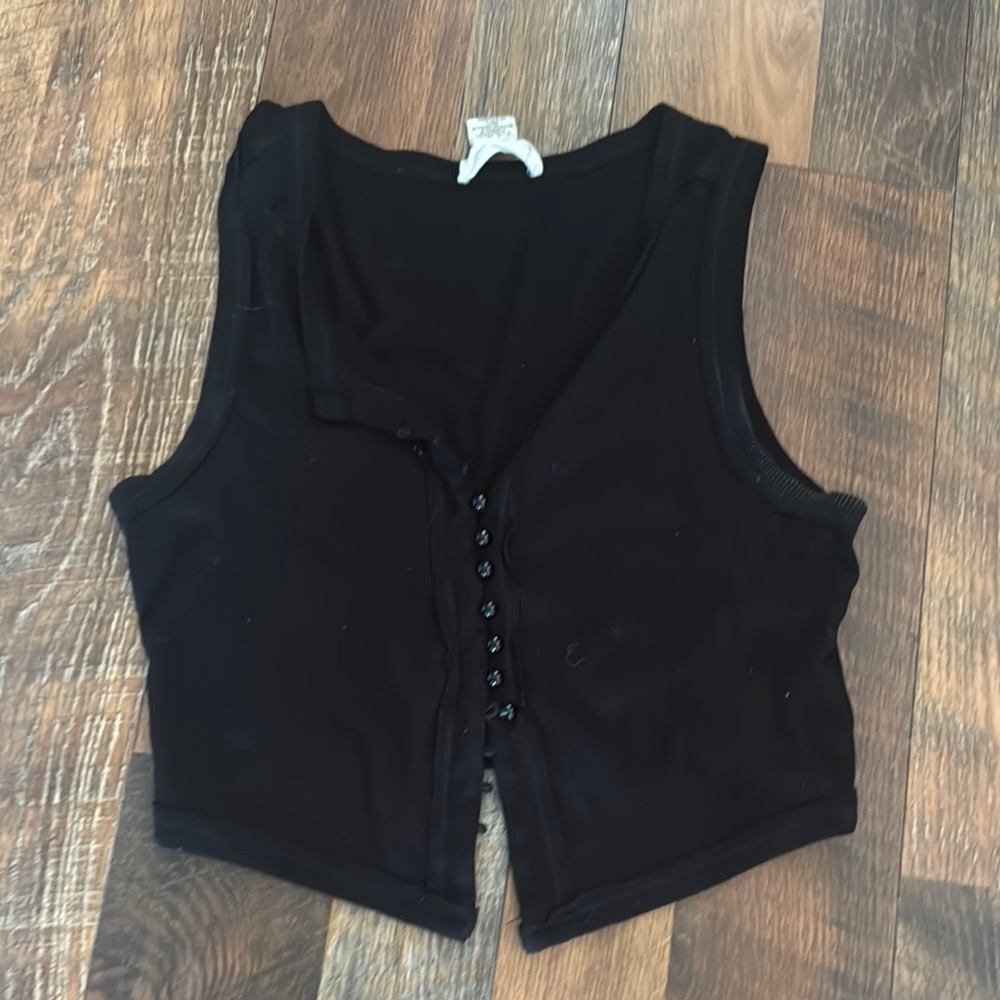 Elegant Black Button-Front Tank Top
